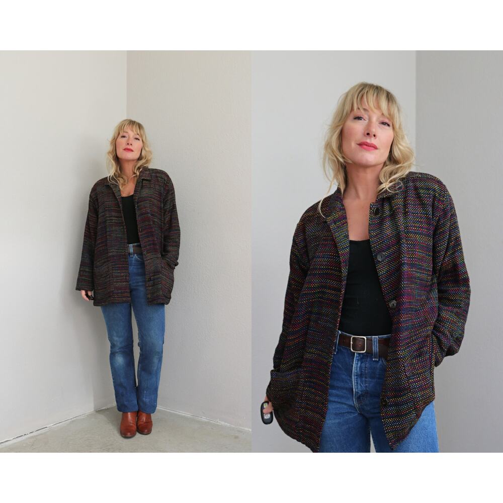1990's Vintage Chicos Designs Silk Confetti Jacket Shacket ~ Women's SM MD 90's